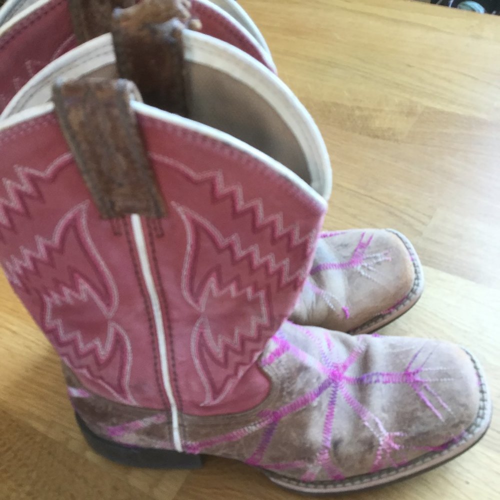Pink and Tan Kids Cowboy Boots